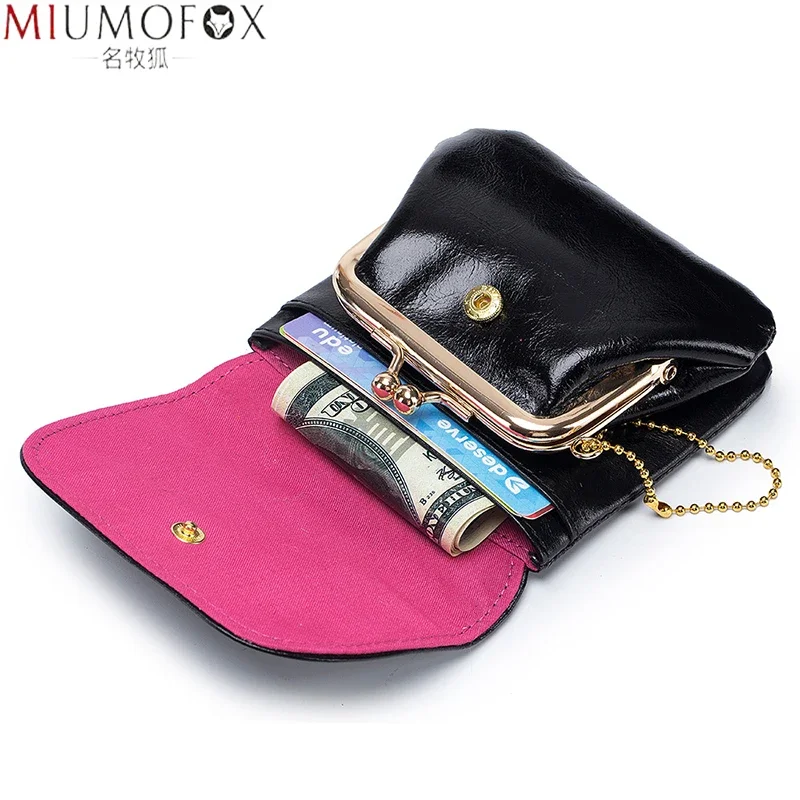 Minimalist Portable Genuine Leather Coin Purse Vintage Design Individuation Earbuds Earphone Holder Pouch for Women Mini Wallet