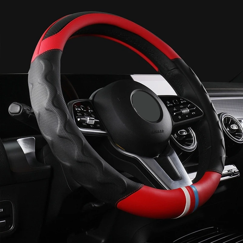 Кожаный чехол для руля, нескользящий, дышащий и стильный чехол для руля автомобиля, грузовика, внедорожника