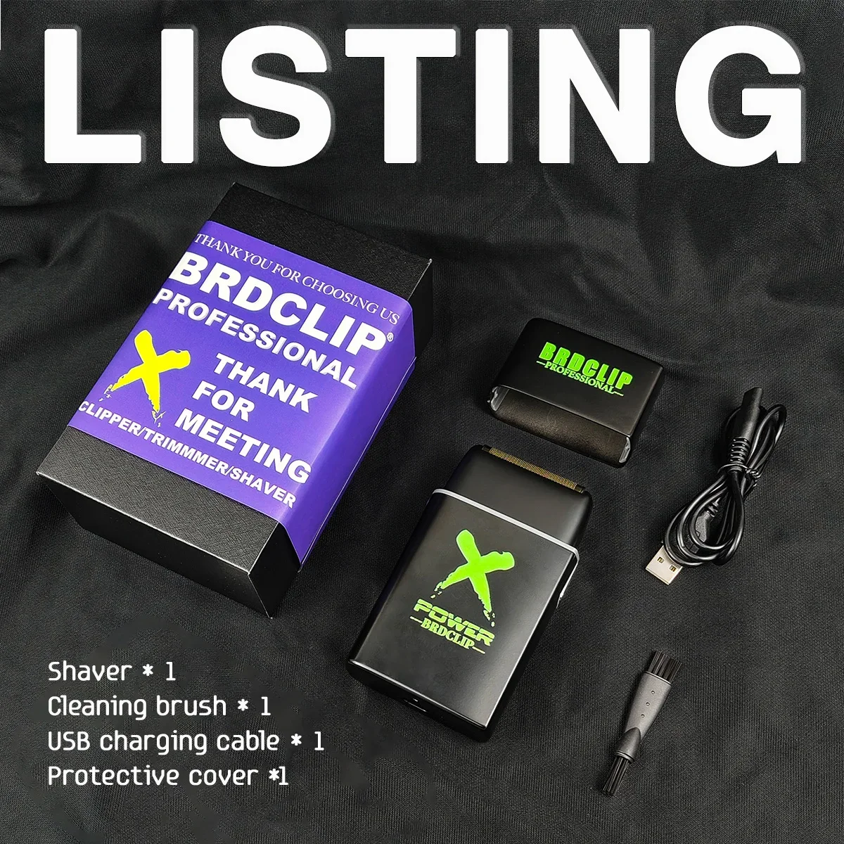 BRDCLIP BL1S Professional Professional Man's Electric Shaver Double Foil Shaver USB Cordless Hair Cutting Machine 8200 RPM