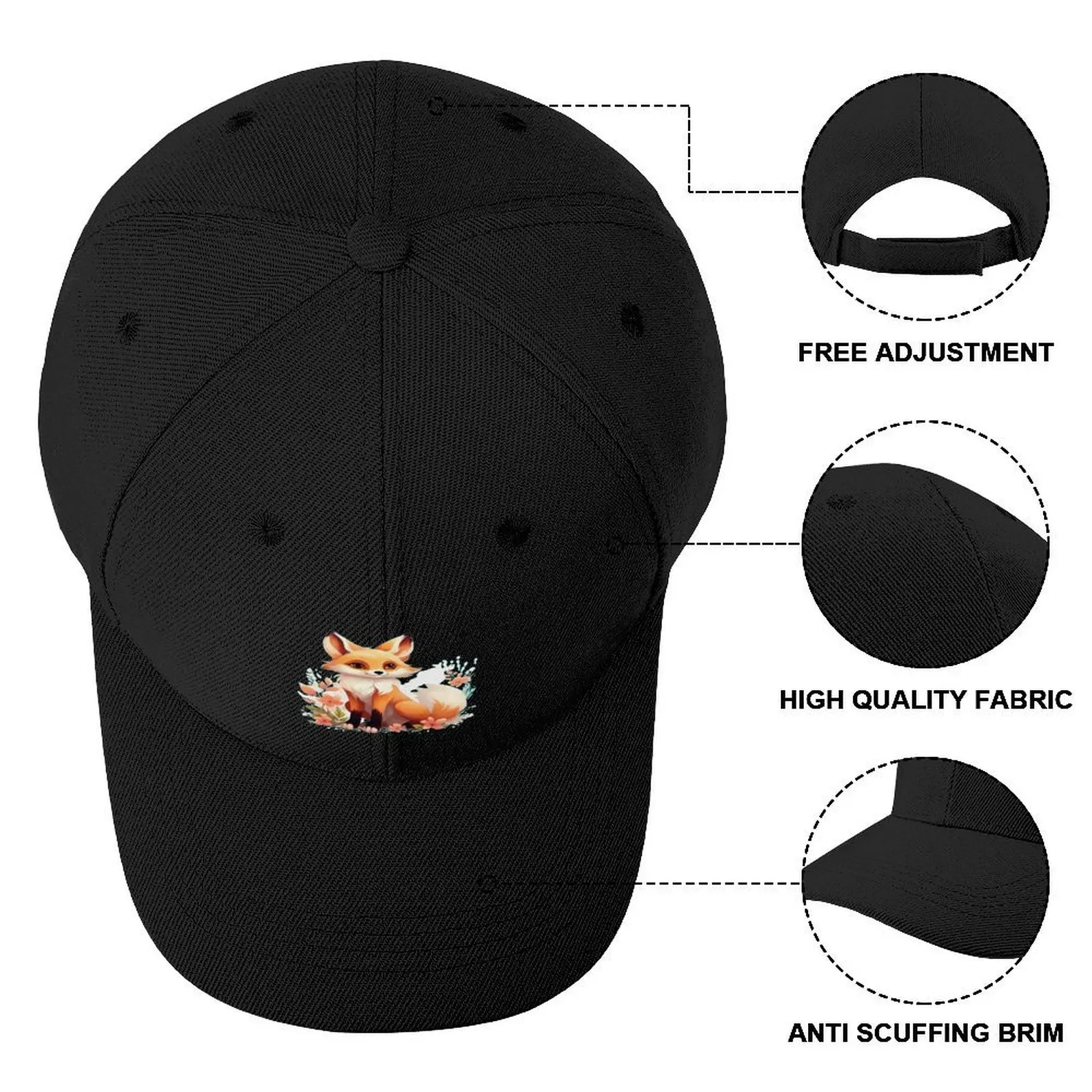 Mystical Fox Baseball Cap Hat Man For The Sun Hat Man Luxury Christmas Hat Girl'S Hats Men's