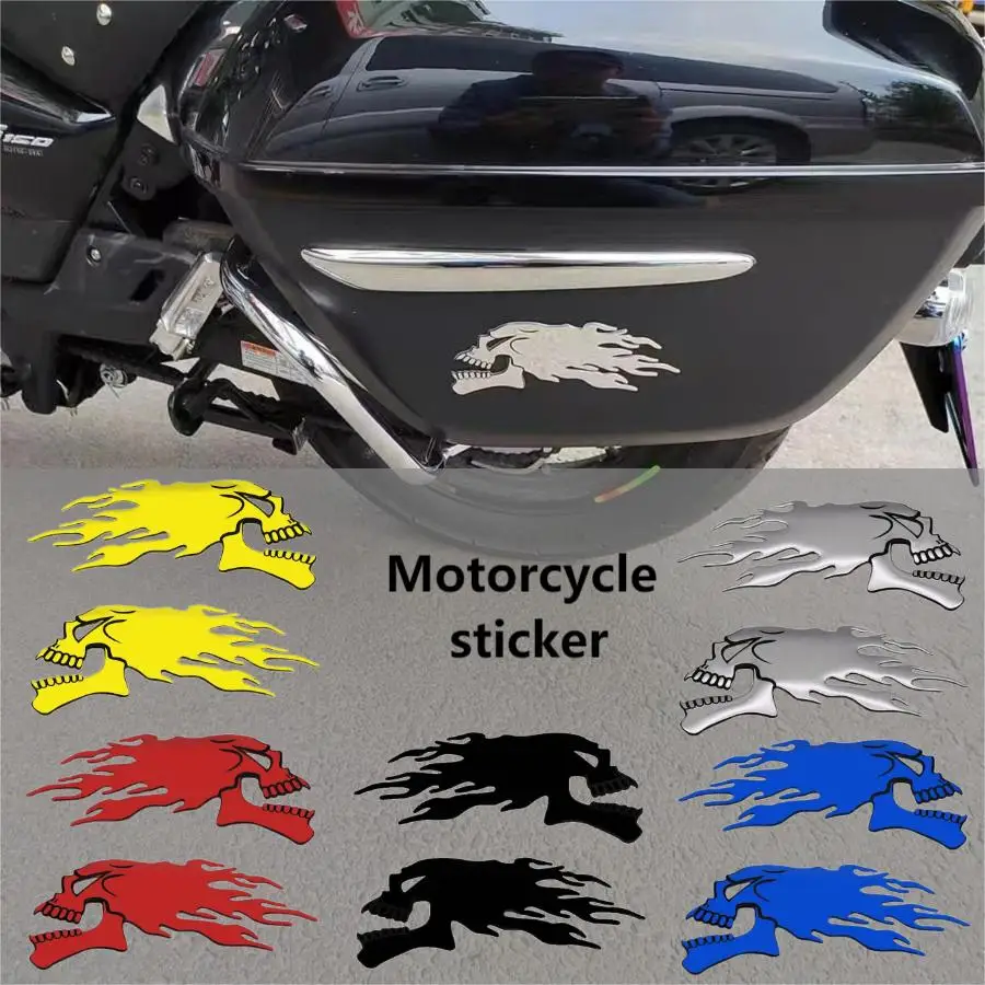

Side Box Skull Head Waterproof Sticker Motorcycle Fuel Tank Soft Adhesive Decoration Accessories Flame Head Decal