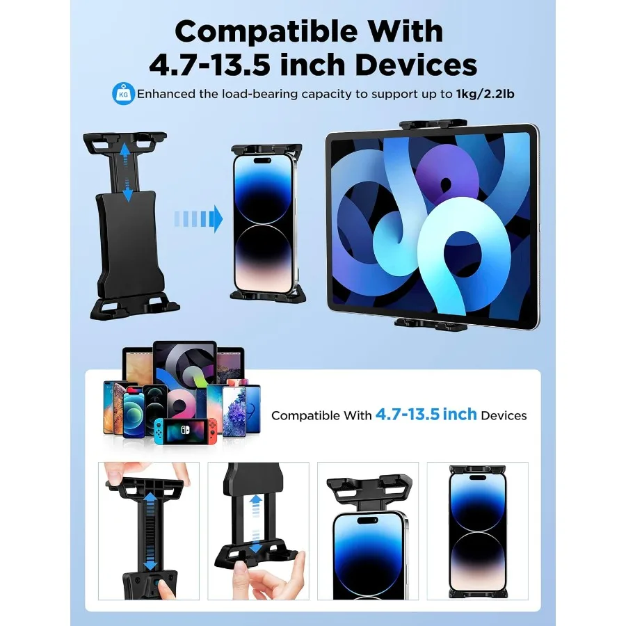 Suporte de montagem para tablet atualizado, suporte para microfone ajustável, suporte para música, ipad, iphone, compatível com kindle android a
