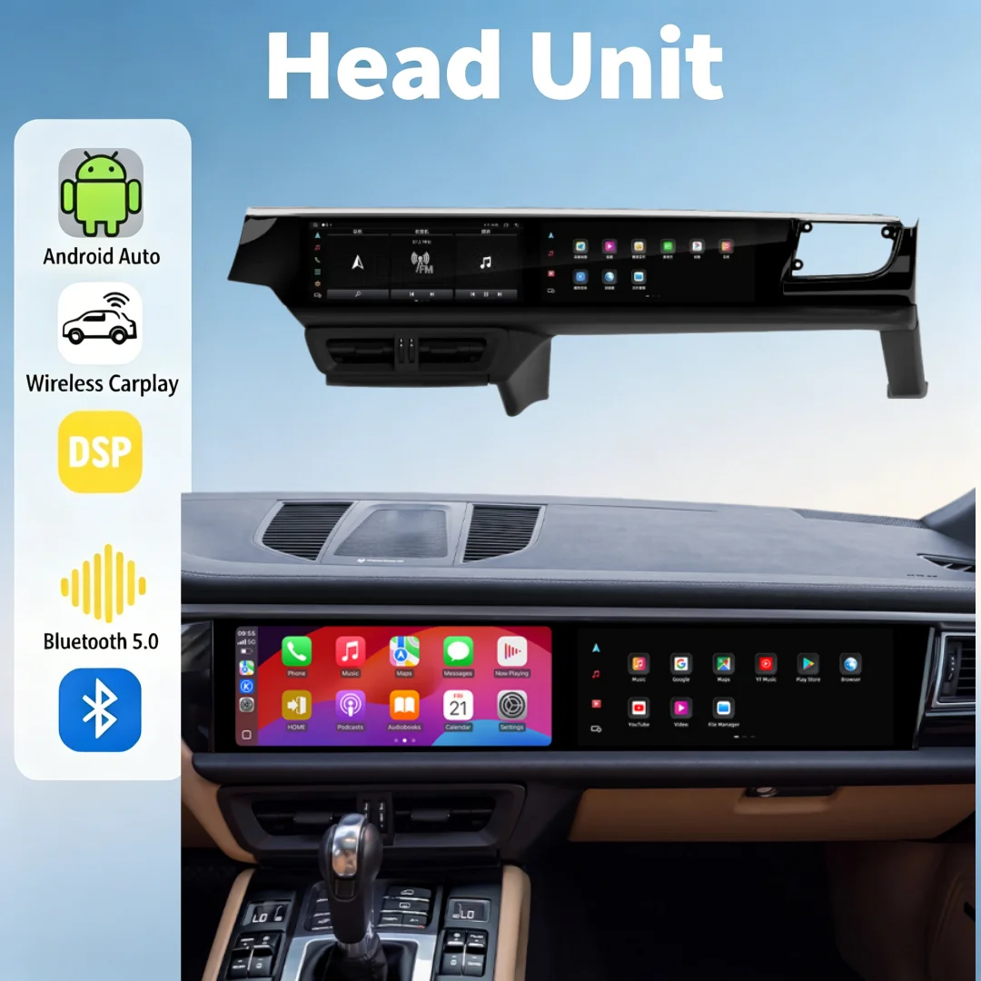 12.3inch Dual Android Touch Screen For Porsche Macan 2014-2017 Car Radio Wireless Carplay GPS Multimedia Video Player Head Unit