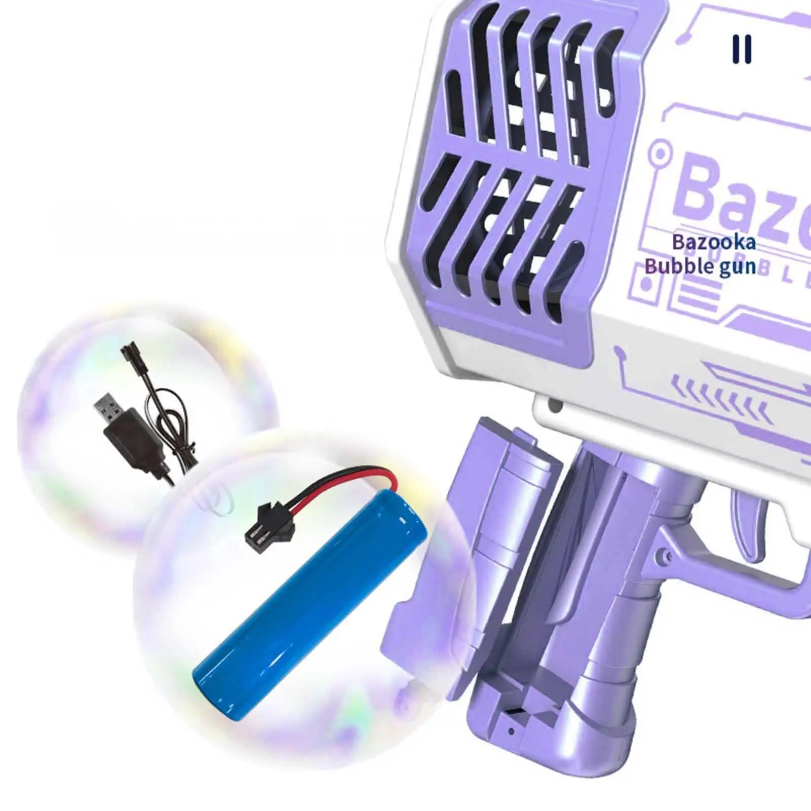 69-gaats automatische bubble blaster met LED-lichtshow, raketwerper speelgoedpistool voor buiten- en binnenfeestplezier