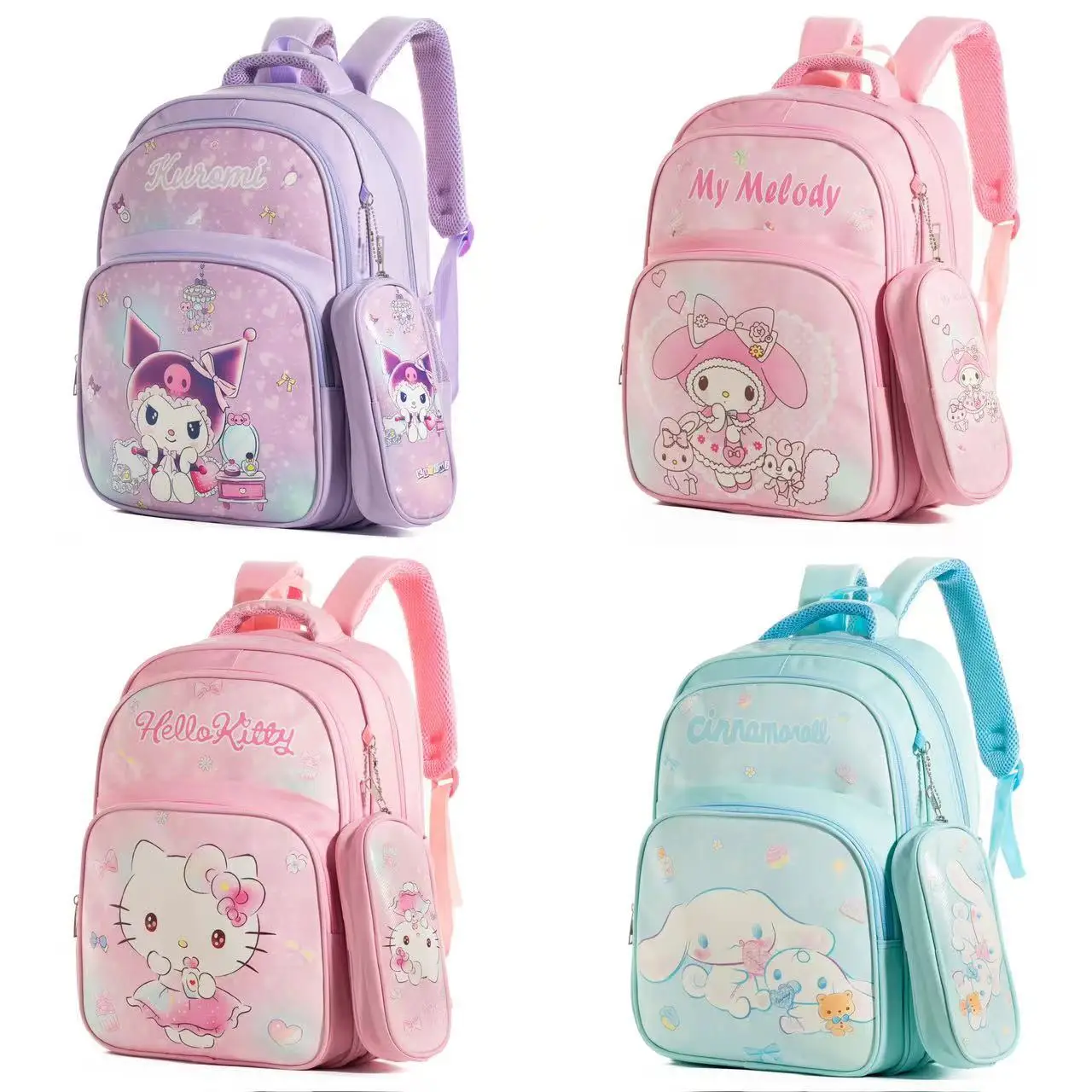 

Sanrio kuromi hello kitty градиент цвета мультфильм нейлоновая сумка на плечо студенческая большая вместительная школьная сумка-карандаш уменьшающая нагрузку