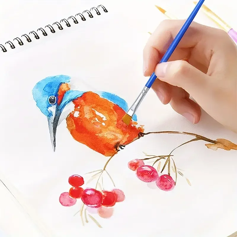 50Pcs Painting Brushes Set Art Round Flat Hair Nylon Hair Paint Brush for Oil Acrylic Watercolor Kids/Artists/Beginners/Students