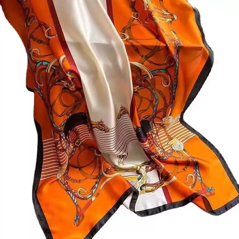1 Stück 90x180cm Neuer Seidensatin-Schal, Künstlerischer Stil, Retro-Schal mit Pflanzen- und Blumendruck, Elegantes und leichtes Luxusgeschenk für Mama – Detail 16
