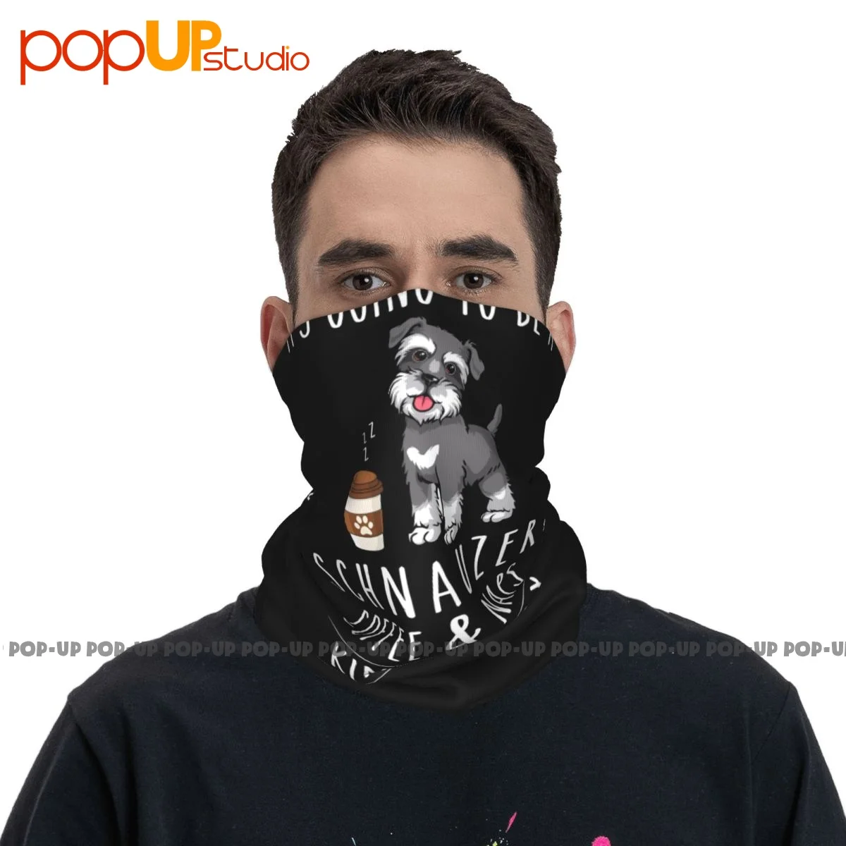 Schnauzer Coffee And Naps Funny Neck Gaiter Bandana Scarf Face Mask