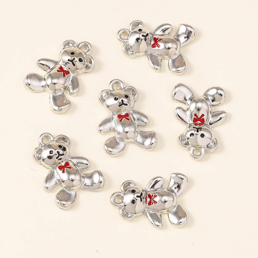 8pcs Exquisite Gold Silver Color Crystal Bear Charms for Necklaces Earrings Making Accessories Fashion DIY Jewelry Findings
