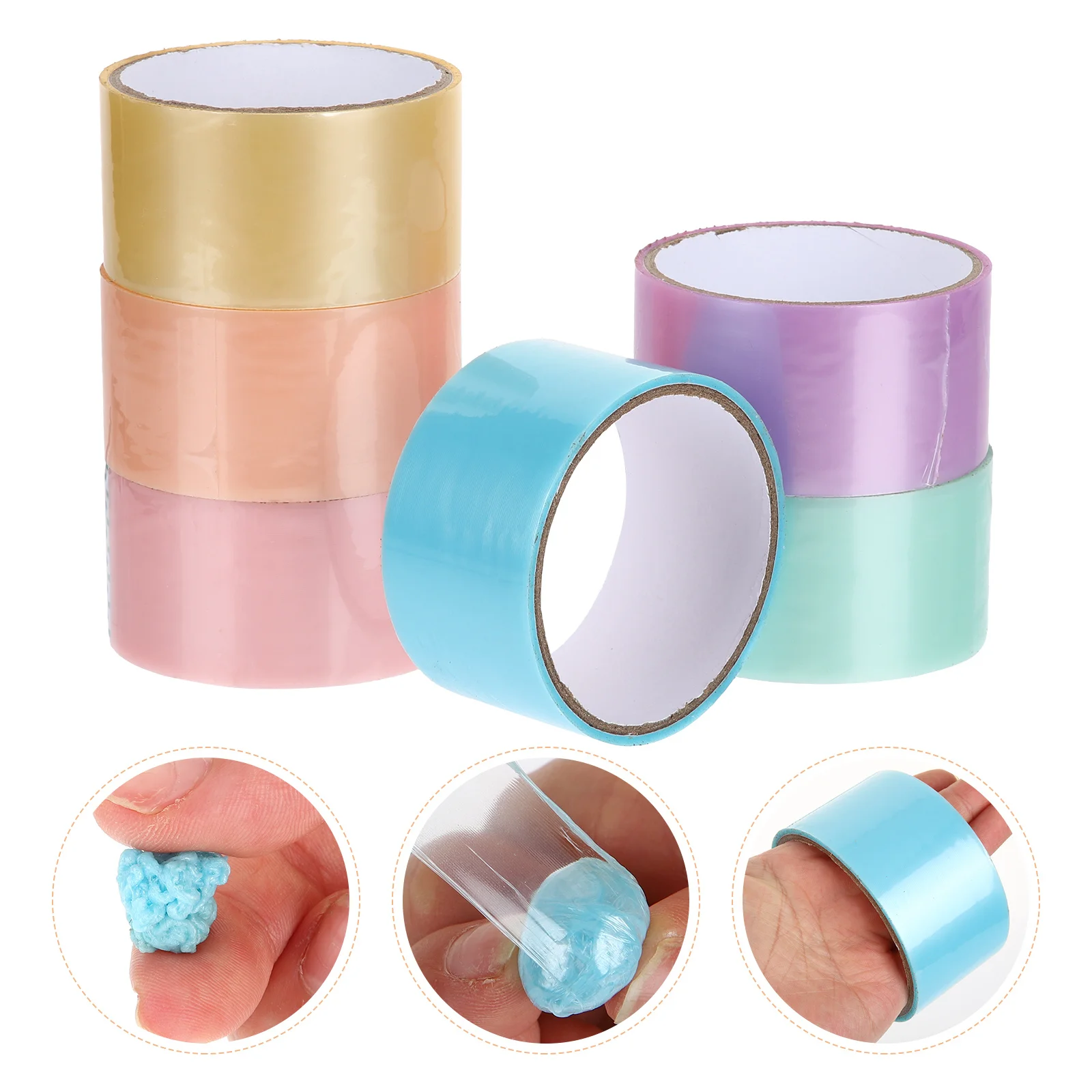 6 Rolls Sticky Ball Tape Fun Sensory Activity Craft Kit Bright Colors Portable Stress Relief Gift for Children Friends Family