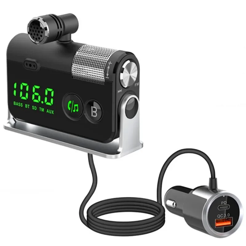 โทรศัพท์มือถือไร้สายเครื่องเล่นเพลงนําทางวิทยุรถยนต์ลําโพงเครื่องส่งสัญญาณบลูทูธไฟแช็ก TF Card MP3 ผู้เล่น