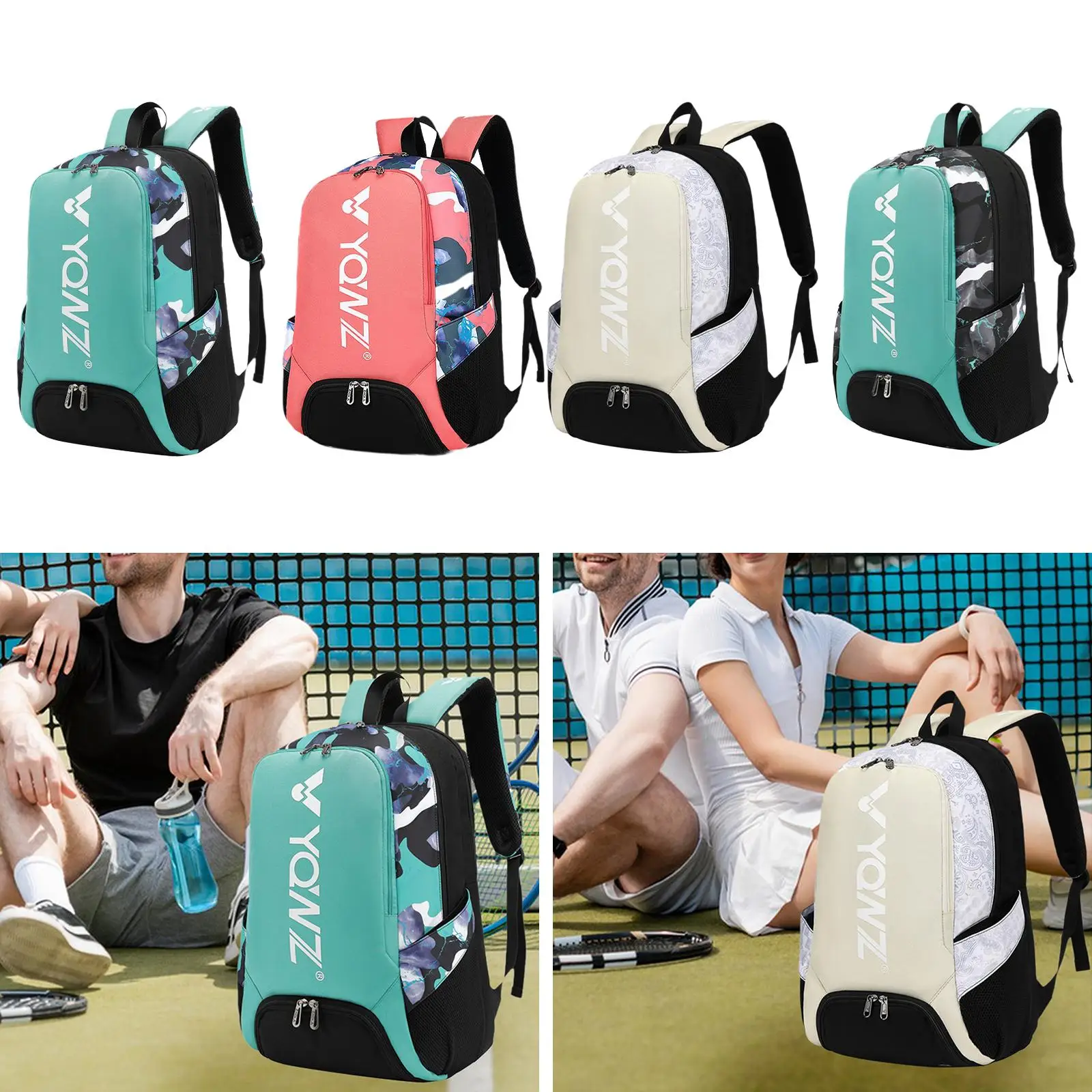 

Badminton Backpack, Tennis Bag for Women Men, Breathable Pickleball Bag, Sports Backpack for Travel, Laptop, Squash,