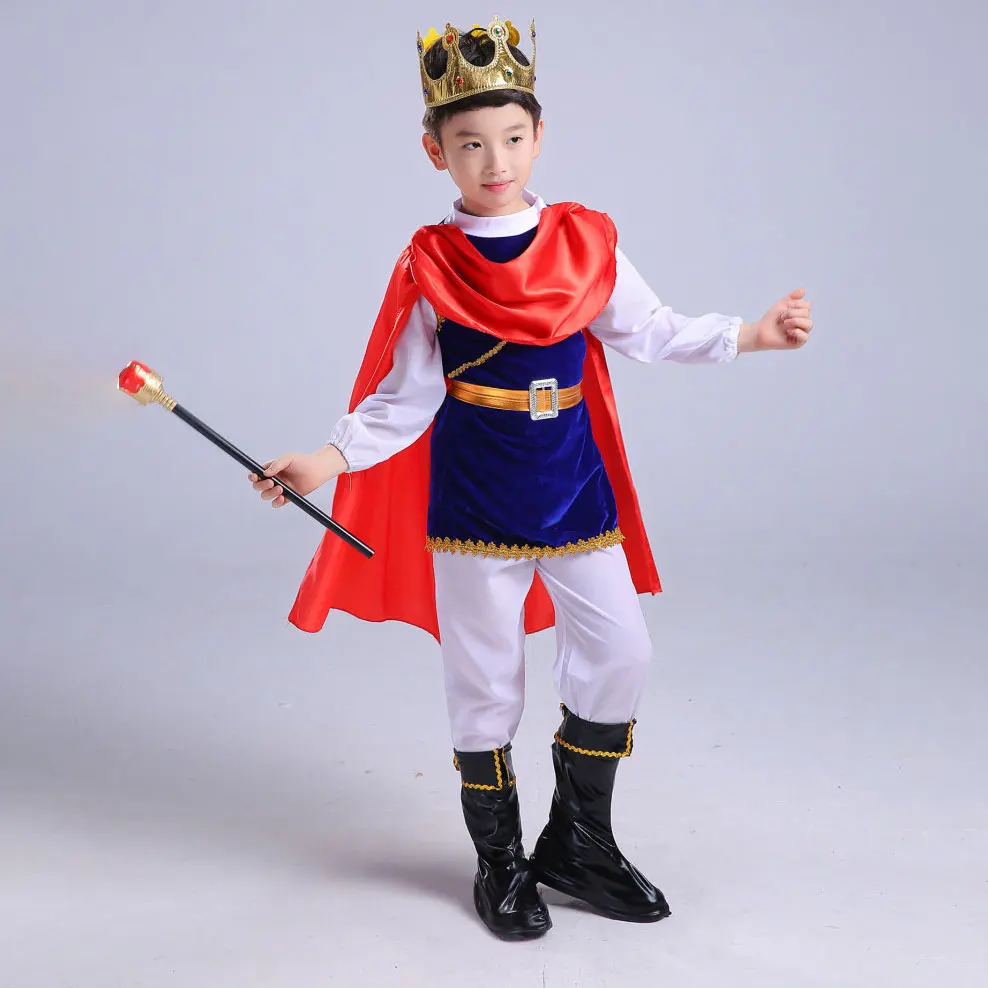 2026 Prinzenkostüm 7-teiliges Set Jungen Königliches Outfit Hemd+Krone+Szepter+Umhang+Gürtel+Hose+Stiefel für Kinder von 2-10 Jahren Halloween-Kostüm – Detail 11