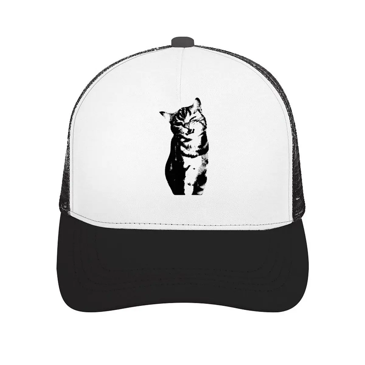 Nineties Retro Cat Face Funny Animal Graphic Design Mesh Baseball Cap Casual Hat For Womens Unisex Female