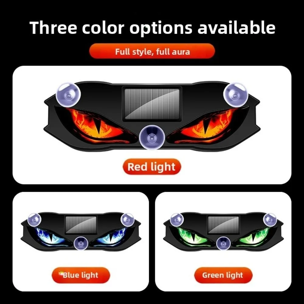 New Wireless Solar LED Car Light Vibration Lights on Suction Cup Car Warning Light Dynamic Display Devil Eyes Car Lights
