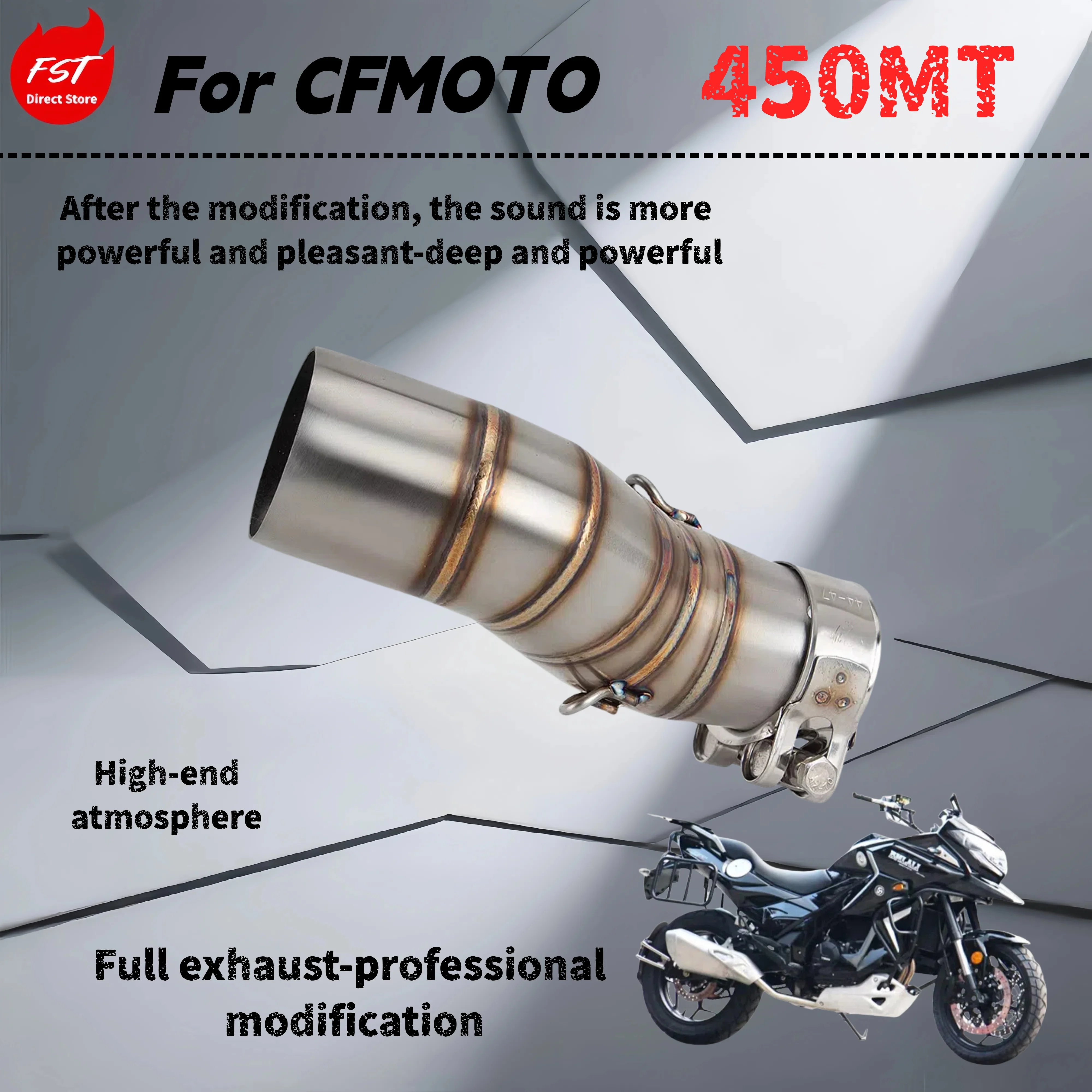 

For CFMOTO 450MT-Modified tail exhaust pipe-the sound is deep, rich and powerful