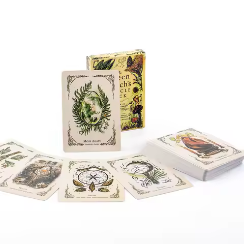 TK119K The Green Witch's Oracle Deck 50Pcs Tarot Leisure Entertainment Game Card Family Gathering Divination Deck 10.3*7.3cm