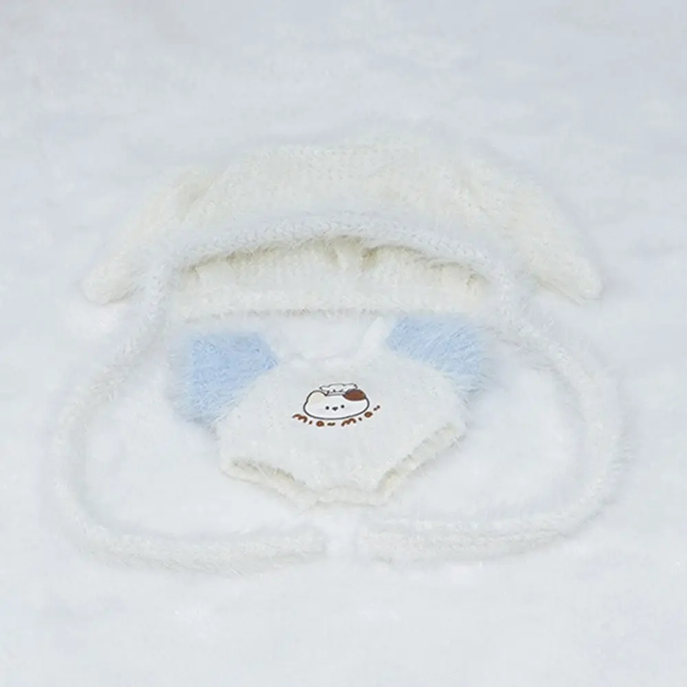 Toy 10cm Clothes Blue White Hairy Miniature Cap Pajamas Photo Prop Playing House Jumpsuits Set Cotton