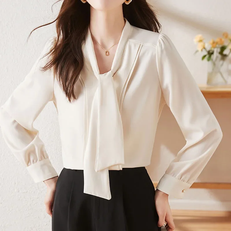 Fashion V-Neck Women Blouse Long Sleeve Lace-up Chiffon Blouse Shirt Women Tops Blusas Camisas De Mujer Blusas Para Mujer M508