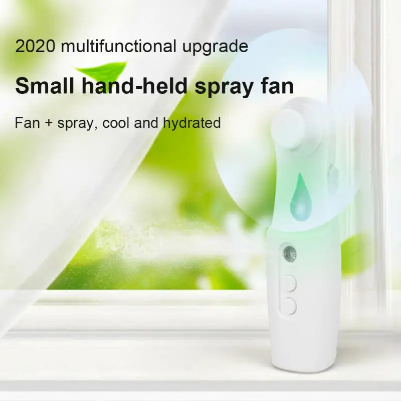 Mini Fan 2 IN 1 Rechargeable Water Meter Spray Air Cooler Small Hand-held Fan With Power Bank Function 2-gears Cooling Fan