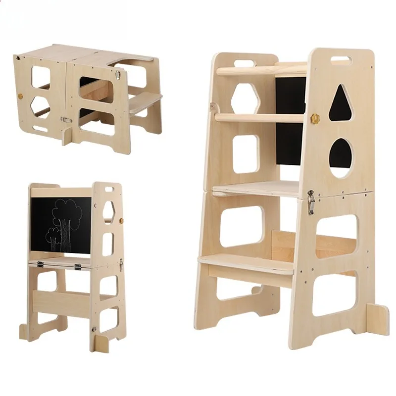 

Simple wooden toddler tower children's learning tower hand stool toddler ladder baby wash foot stool household chair