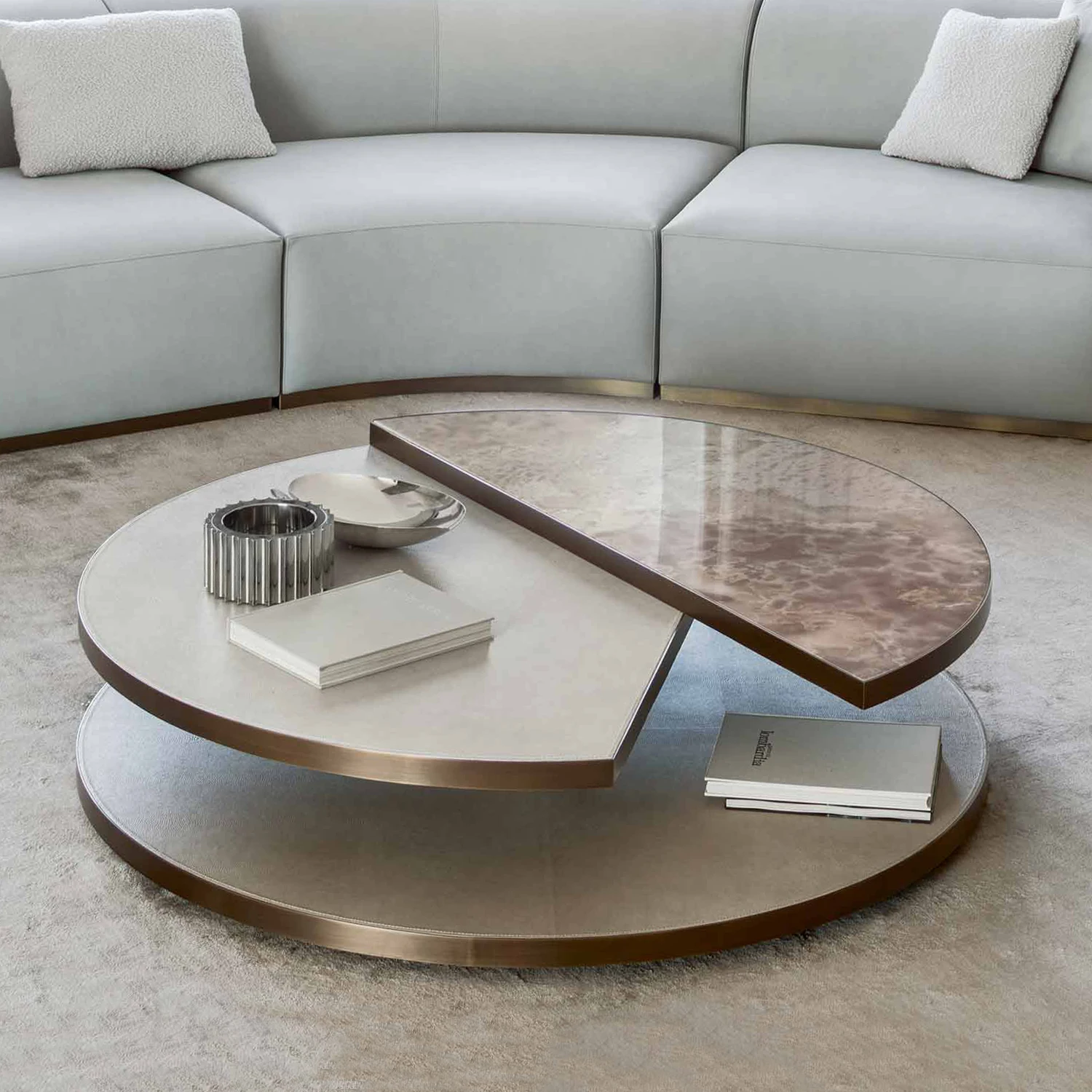

Nordic designer villa light luxury marble living room coffee table modern minimalist style customized coffee shop set