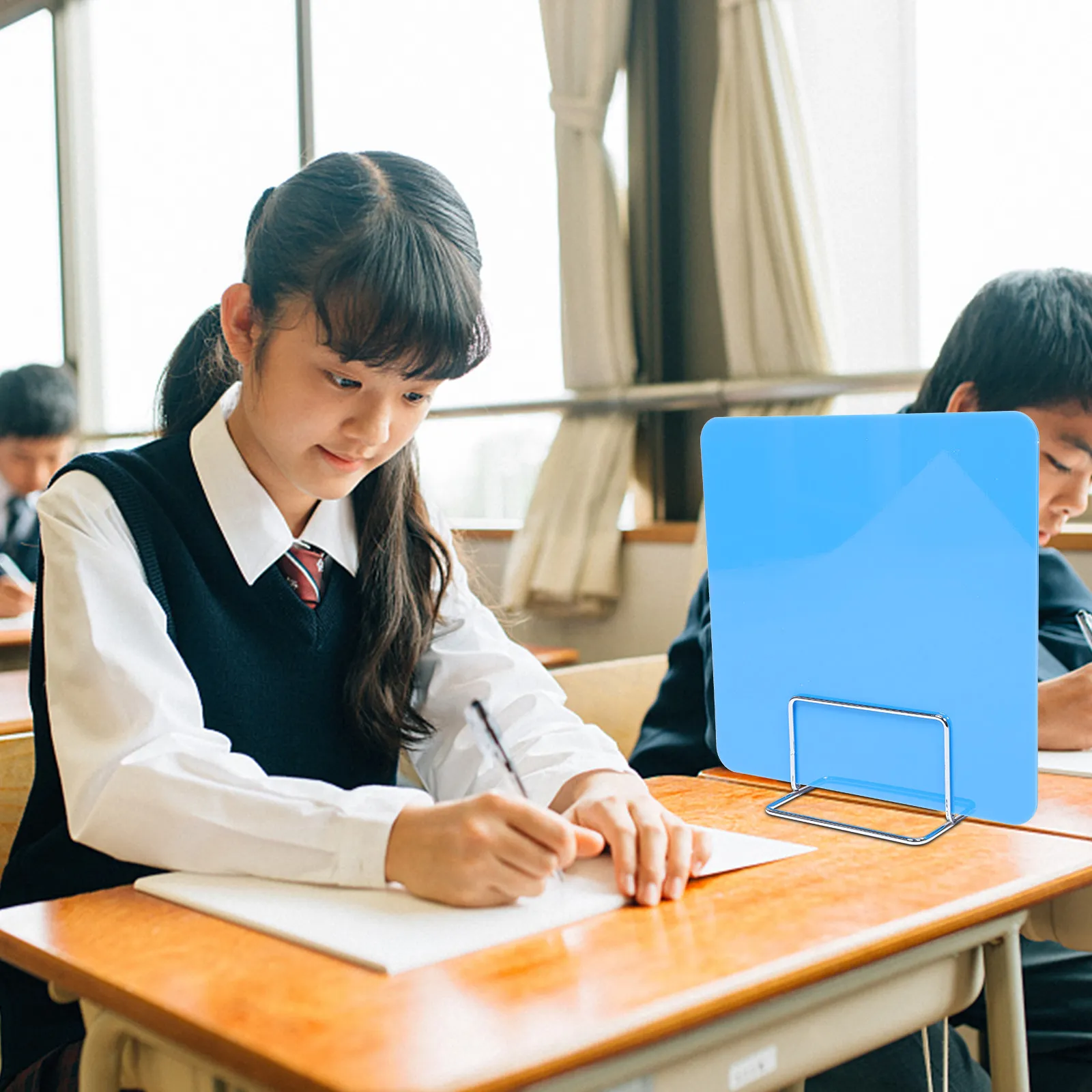 Desk Privacy Panel Sneeze Guard Board Self Standing Countertop Divider for Classroom Office Bank Grocery Store Pharmacy Shop