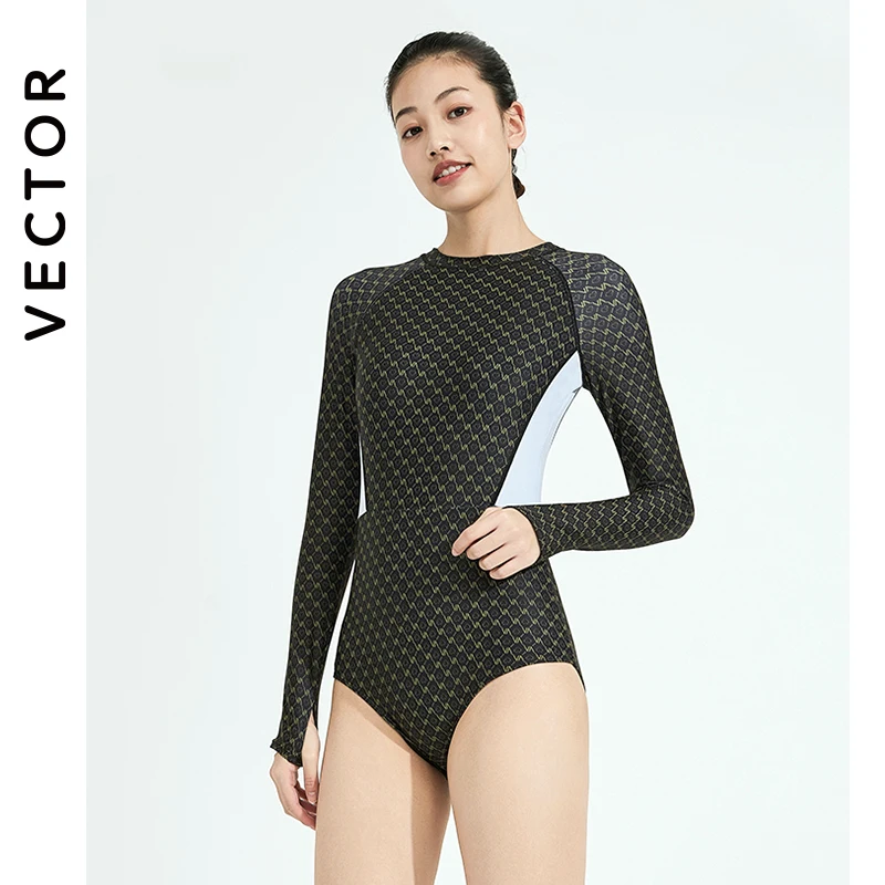 VECTOR 2021 Spandex Profession Swimsuits for Women One-Piece Bathing Suit Surfing Snorkeling Female Thin Swimwear Girls Stripes