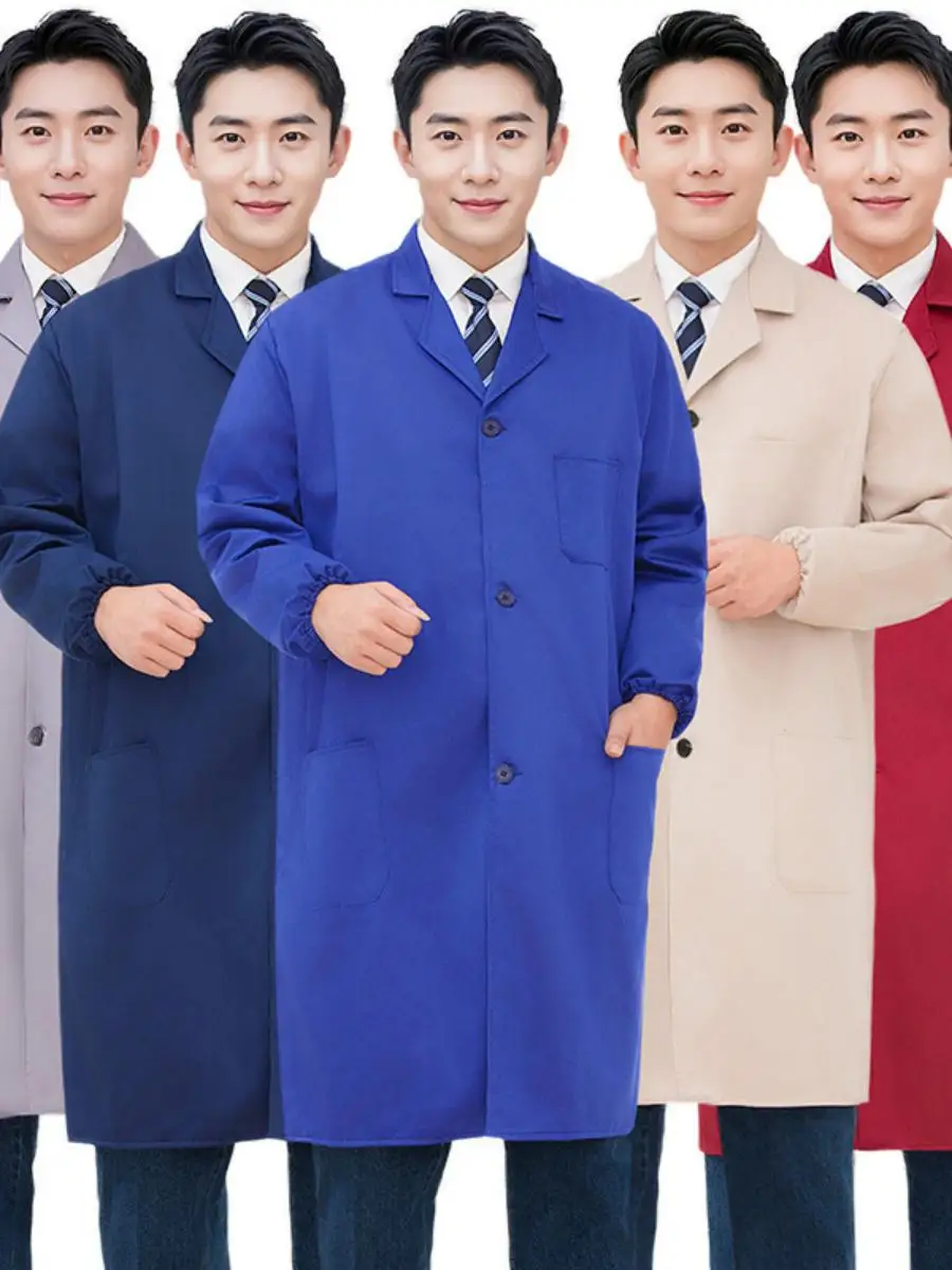 

Синий лабораторный халат, рабочая униформа, мужская защитная одежда с длинными рукавами, пылезащитный костюм, одежда для переезда, одежда для уборки, средства защиты труда