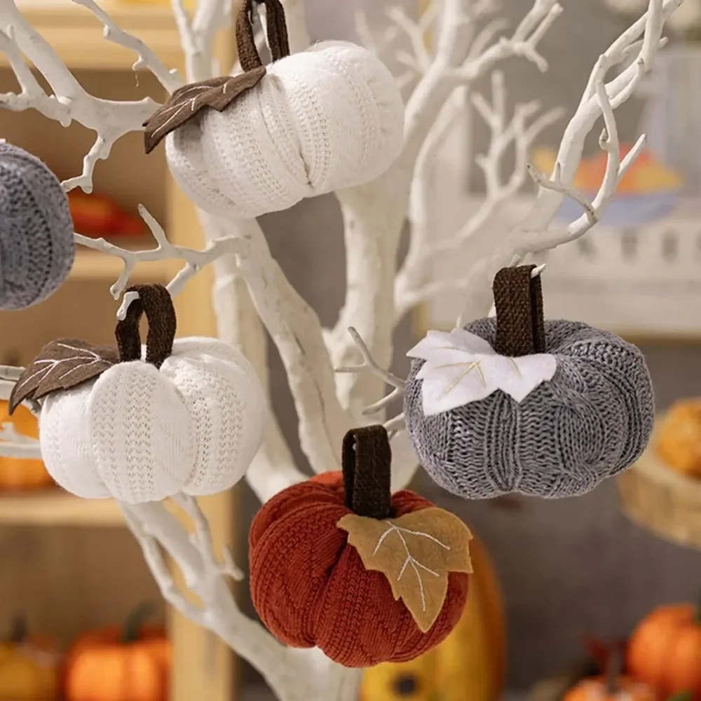9cm Small Pumpkins Home Decor Knit Knitted Pumpkin Reusable Seasonal Charm Cozy Warm Decorative Ornaments Crochet Pumpkins