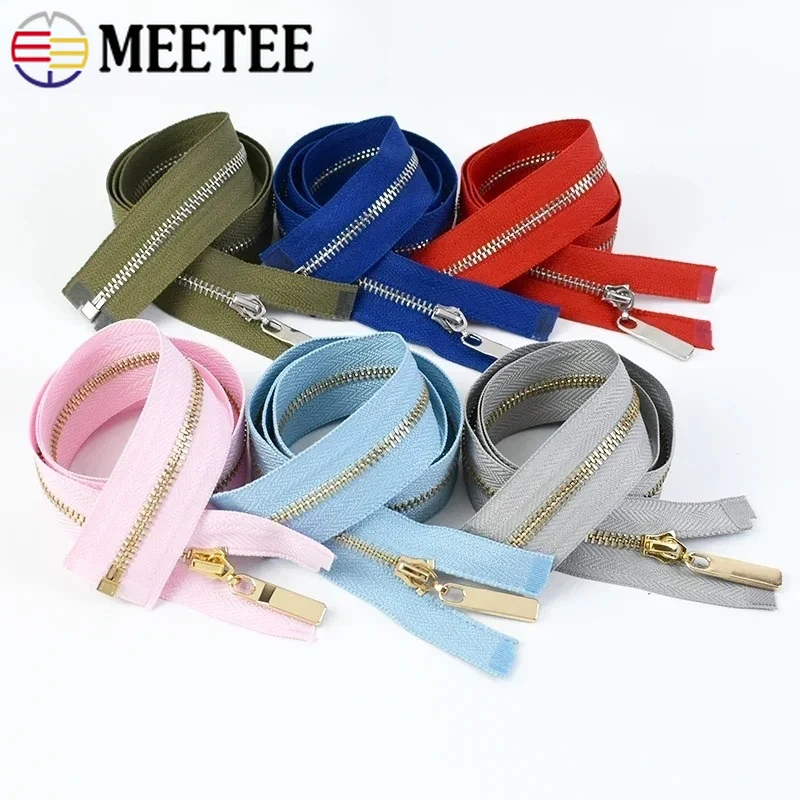 

5Pcs Meetee 3# Colored Metal Zipper 40-70cm Open-End Zips Sewing Bag Garment Clothes Jeans Zip Repair Pocket Decor Zippers Kits