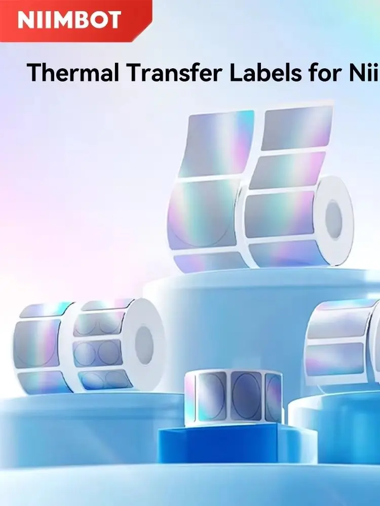 Laserowa srebrna etykieta, papier do termotransferu, okrągłe i kwadratowe naklejki laserowe do drukarki Niimbot M2, samoprzylepne, Niimbot M2/M3 — zdjęcie produktu 6
