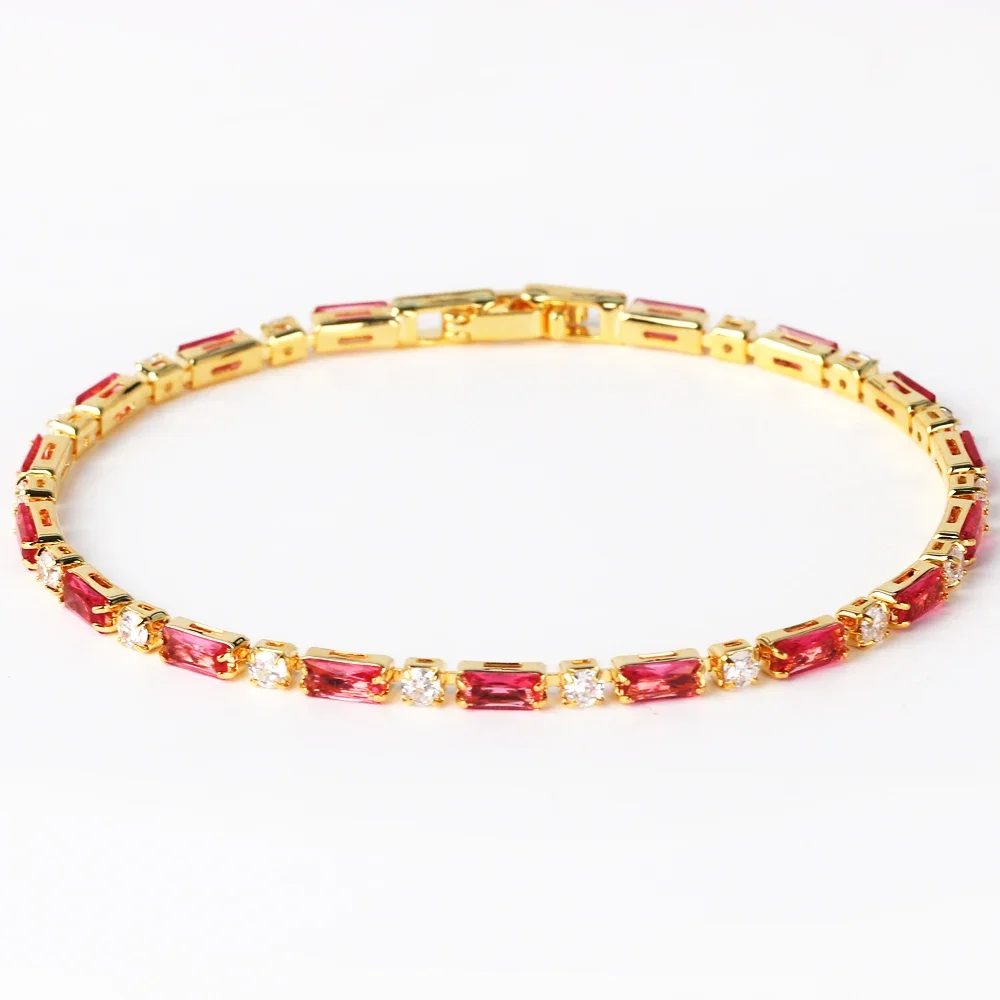 Neuankömmling 18 Karat vergoldet Regenbogen geometrischen Zirkon Armband für Frauen Mädchen Accessoires Modeschmuck aaa Kristall Party Geschenk
