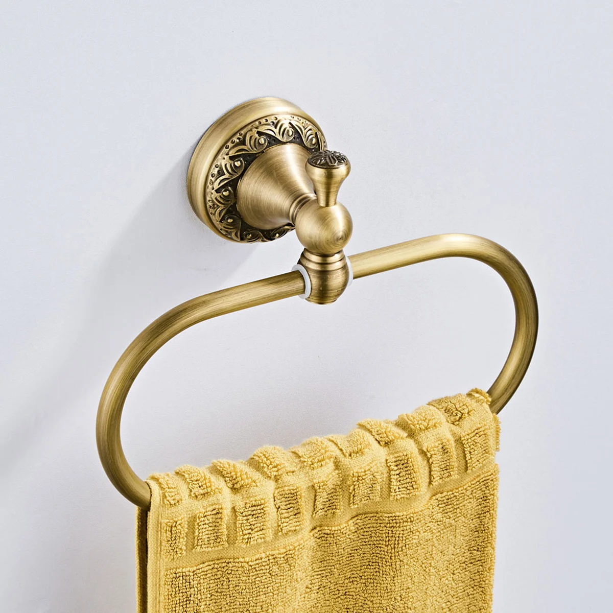 

Oval Copper Towel Ring Thick Durable Wall Mounted Bathroom Towel Rack Rust Proof Kitchen Hanging Holder Retro Design