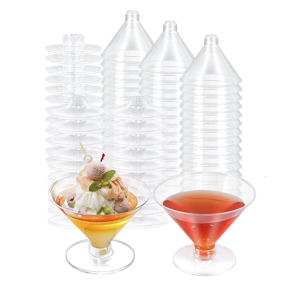 【A47T】80 Pack Plastic Glasses Disposable Cocktail Glasses 5 Oz Plastic Cocktail Glasses,Ice Cream Dessert Cups