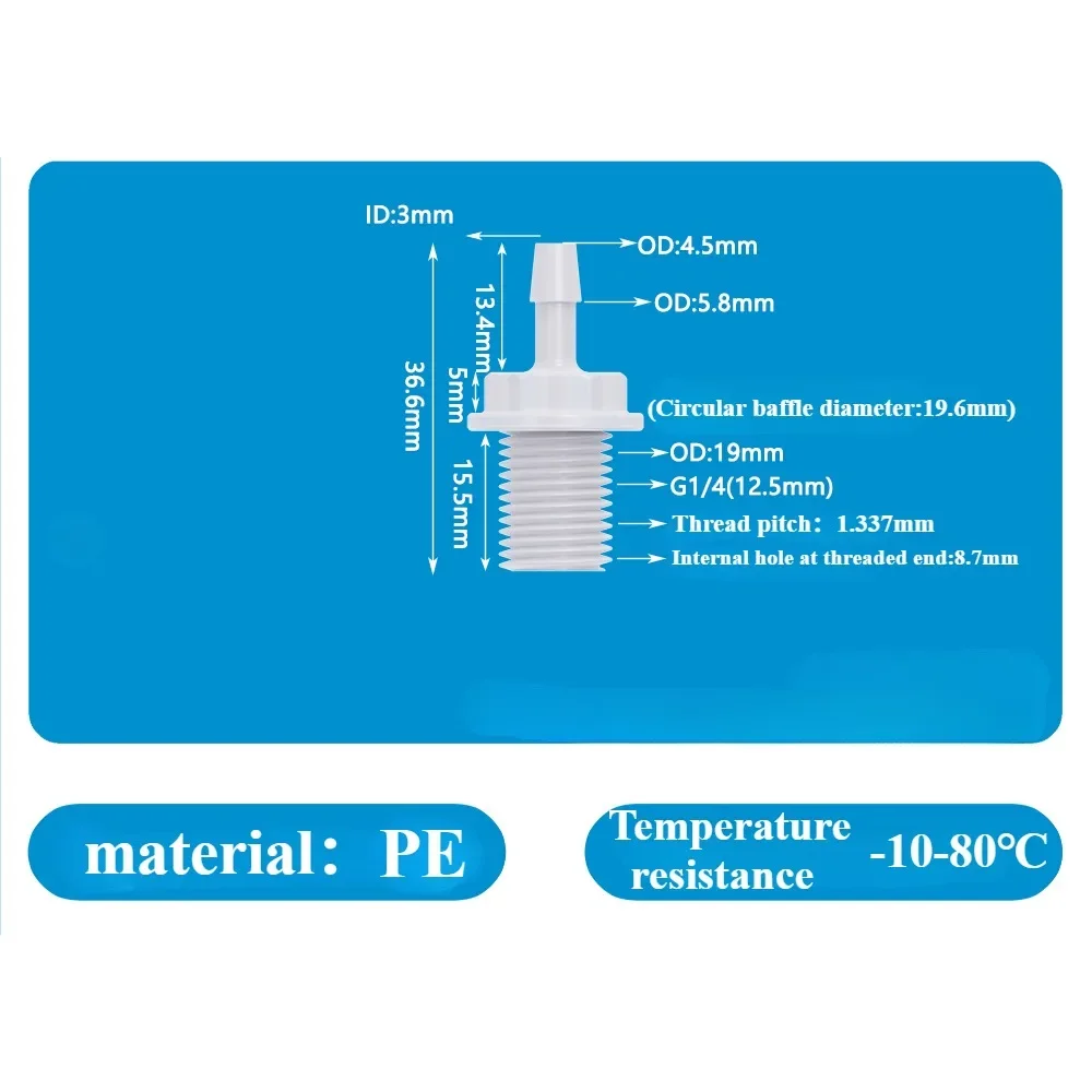 BSPP 1/8 1/4 3/8 1/2 3/4  Male Thread Pagoda Nozzle Plastic Hose Pagoda Pipe Joint Food Grade Materials Acid Alkali Resistant