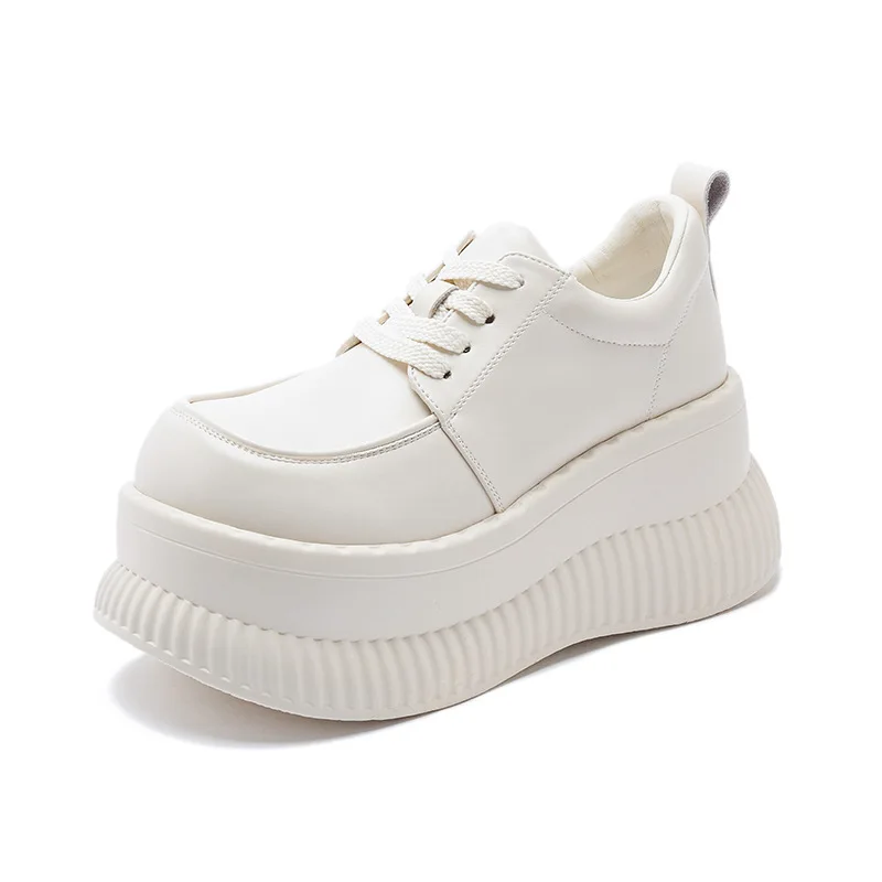 

Удобные кроссовки из коровьей кожи 8,5 см, женские туфли-лодочки на плоской подошве, модные туфли на танкетке Мэри Джейн на массивном каблуке