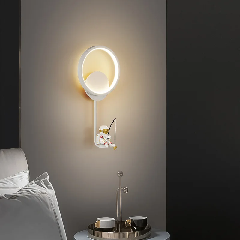 

Modern Minimalist Creative Cartoon Astronaut LED Wall Lamp Bedroom Bedside Children's Room Study Decorative Lighting Fixture