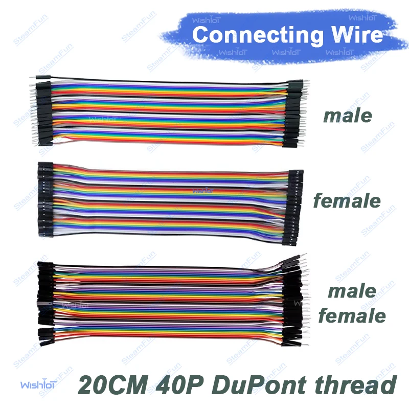 40P Dupont Cable 1007-26AWG-20CM Male To Female / Male To Male / Female To Female Cable Connection Lines