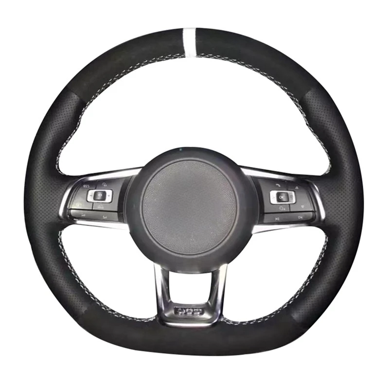 Car Steering Wheel Cover Braid Anti-Slip Black Suede Leather For Volkswagen Golf 7 GTI Golf R MK7 Polo Scirocco Car Accessories