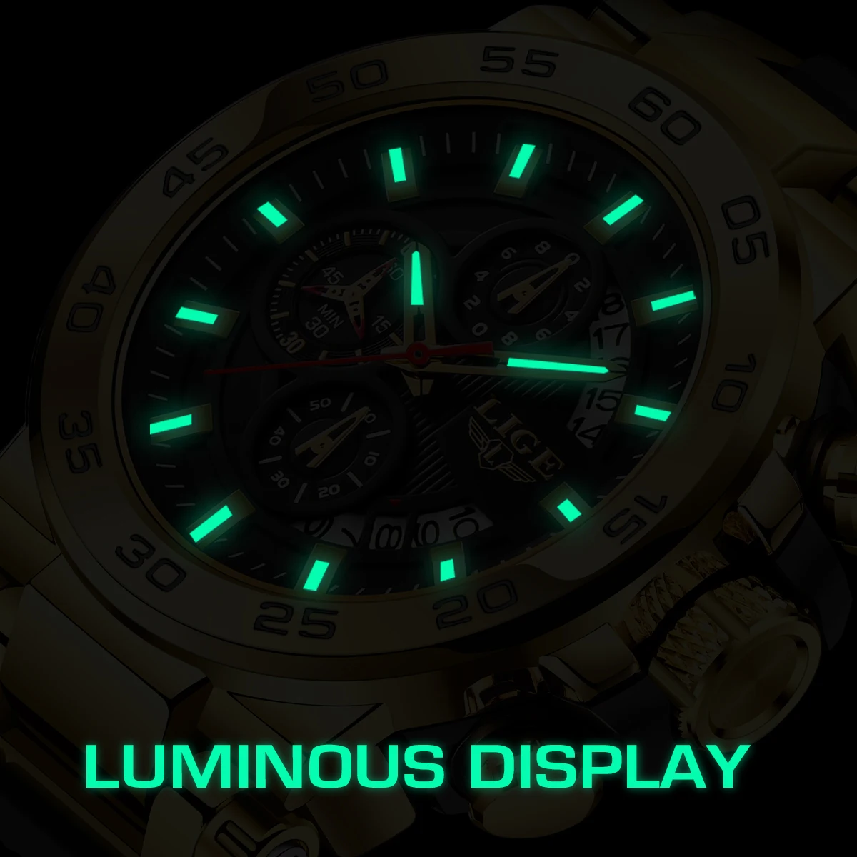 Nuevos relojes para hombre LIGE, marca de lujo, reloj con esfera grande, reloj de pulsera de cuarzo resistente al agua para hombre, reloj cronógrafo deportivo, reloj Masculino