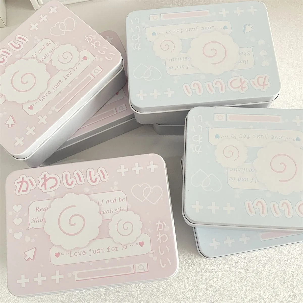 Tinplate Storage Box Cartoon Photocards Small Card Tin Storage Cans Coin Earrings Headphones Case Jewelry Collect