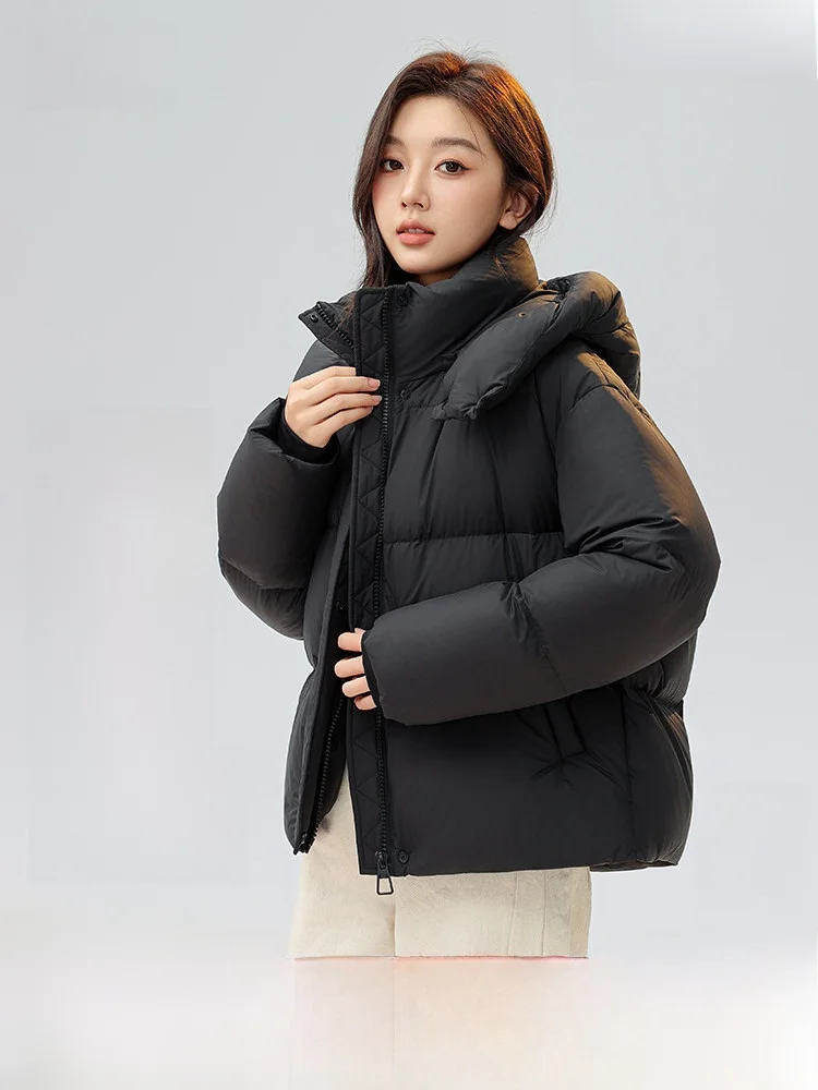 

Snowy Commute ort Puffer Jaet Women's Cact Bread Sle Du down Filling Regular Fit Commute Faion Simple Design
