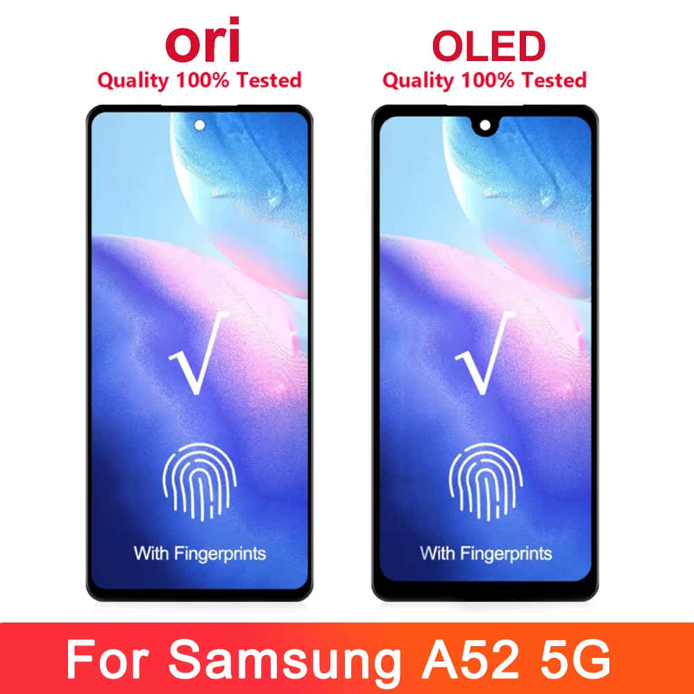 AMOLED For Samsung A52 5G A526 LCD Display Touch Screen With Frame Digitizer For SM-A526B A526U LCD Display Replace