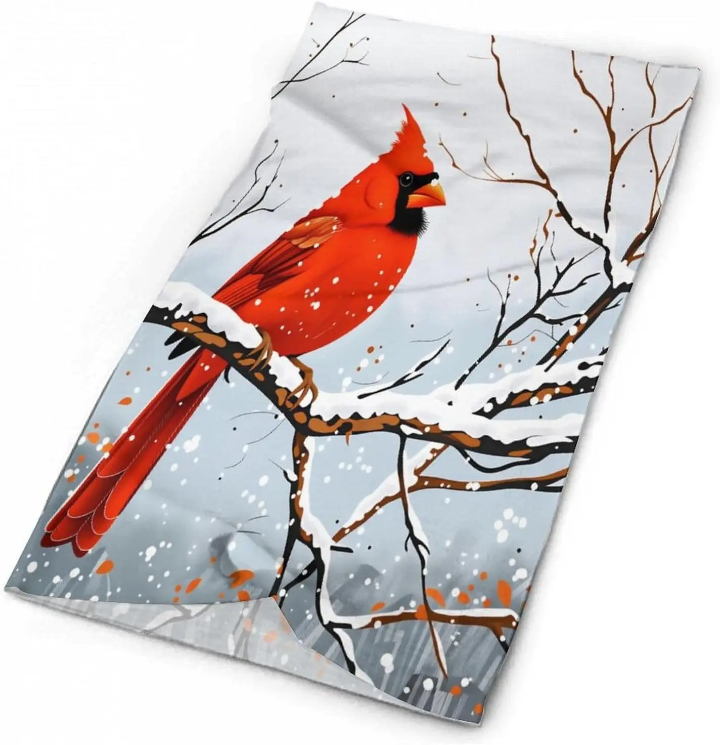 Winter Cardinal Bird Snowy Neck Gaiter for Men Women Print Face Cover for Outdoor Breathable One Size