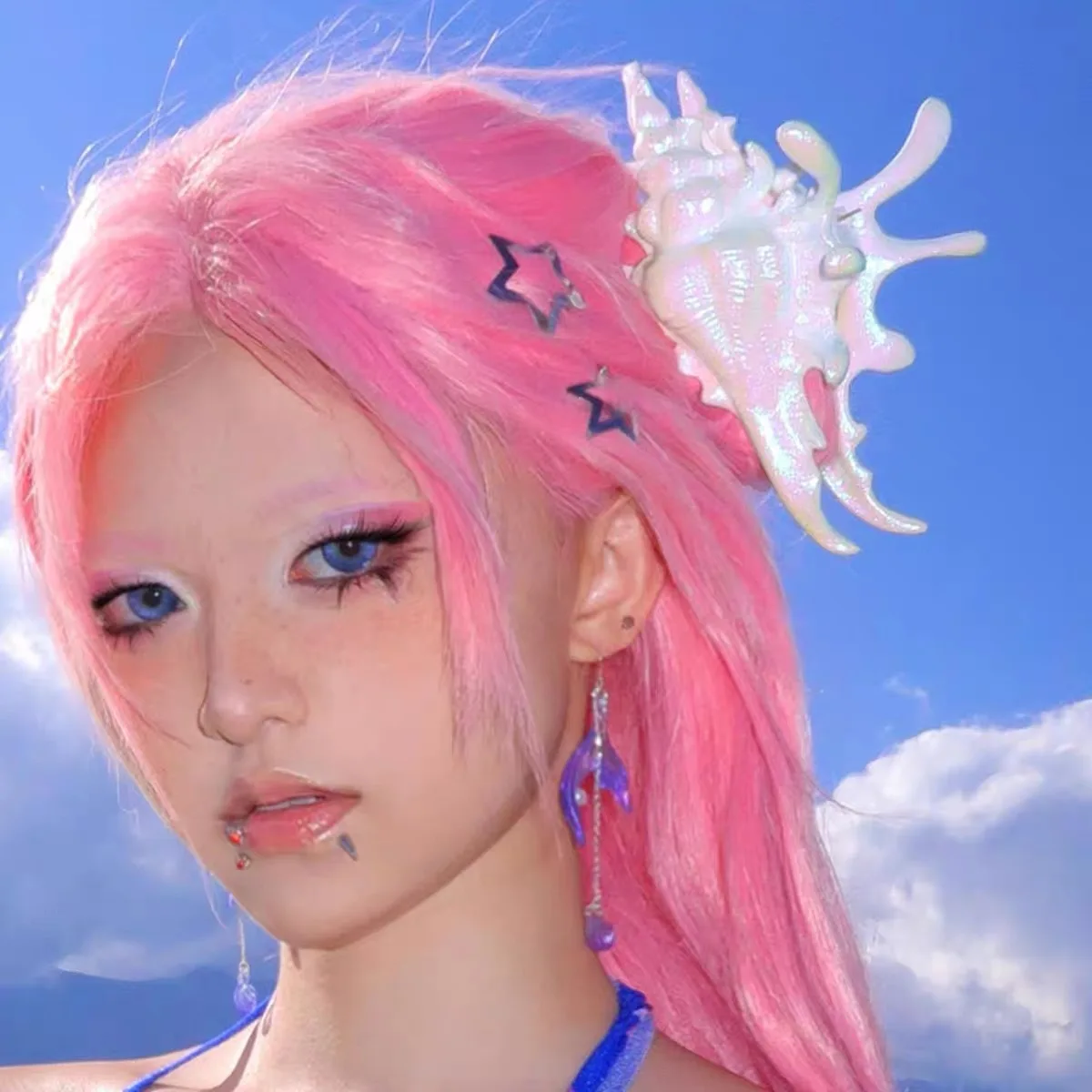 AWAYTR Klip Cakar Rambut Cangkang Keong Mempesona Jepit Rambut Akrilik Mode Jepit Rambut Tepuk Cakar Aksesori Rambut Wanita Korea