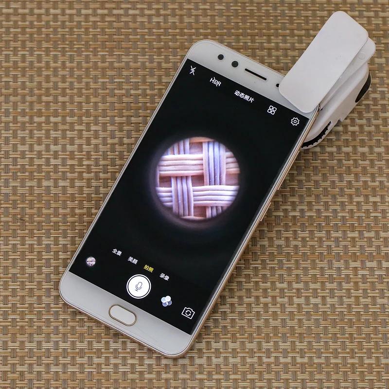 Mini microscopio clip-on per telefono LED ricaricabile USB 50X per l'identificazione di antiche e gioielli e verifica delle banconote