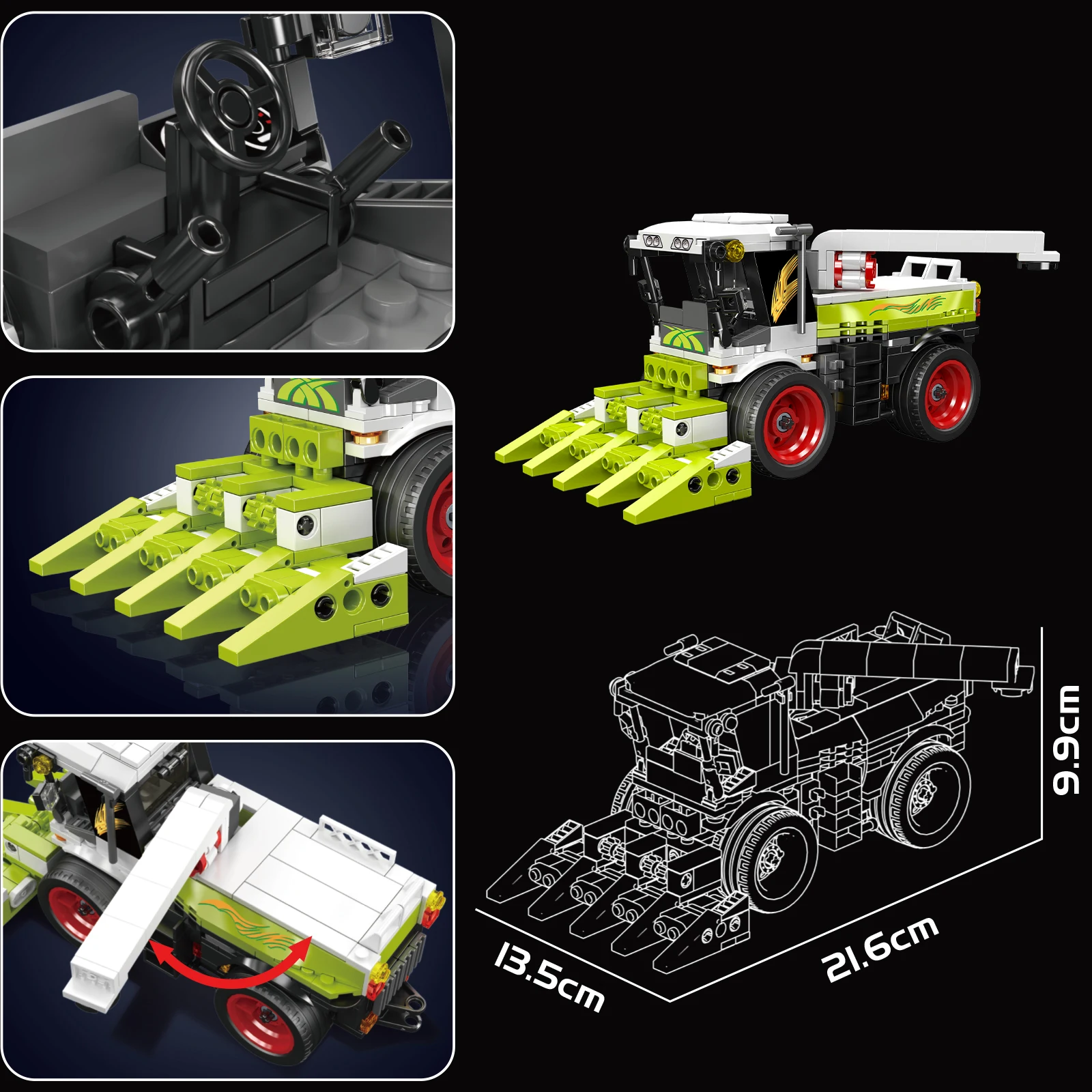 MOLD KING 510PCS Harvester Modello di veicolo tecnico Building Blocks Kit Ingegneria Simulazione Giocattolo di assemblaggio per bambini Ragazzo adulto