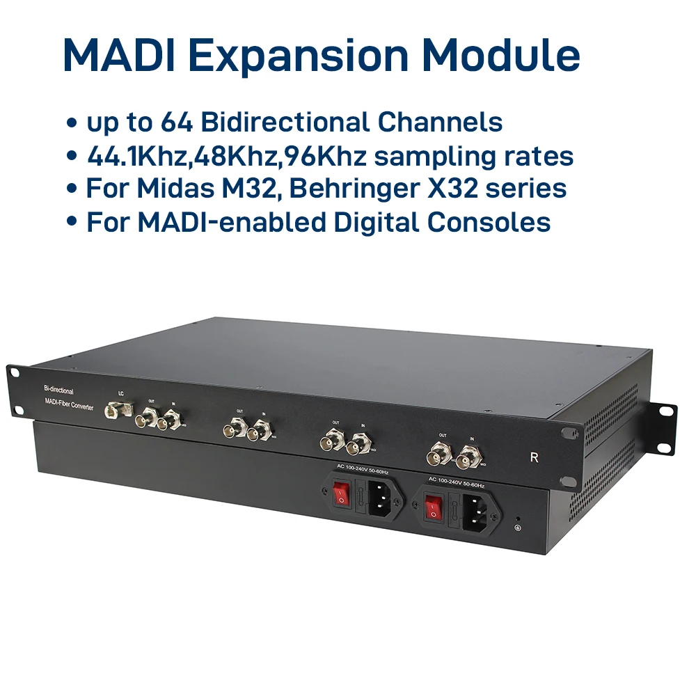 

MADI Fiber to Coaxial Converter, 4x Input/Output MADI Expansion Module with Simplex LC SFP, up to 64 Bidirectional Channels