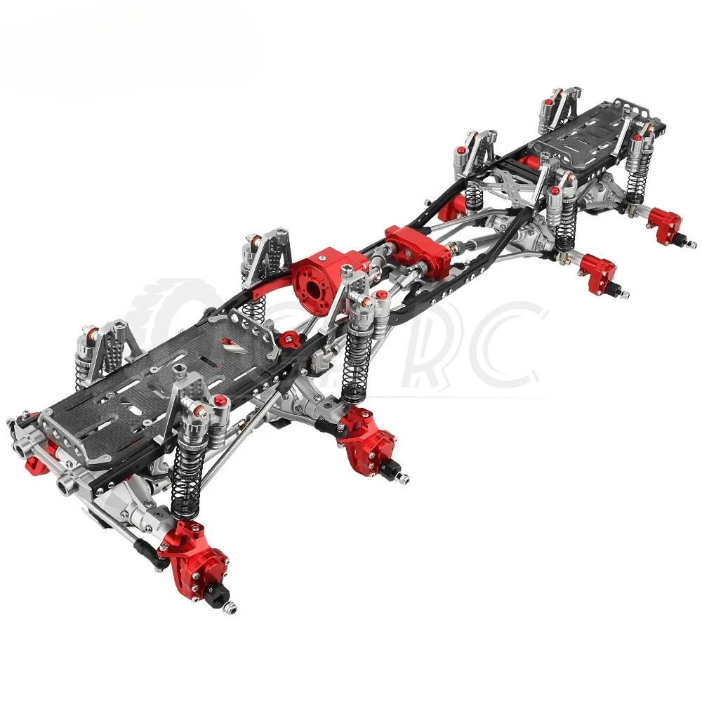 Metal Upgraded 8x8 RC Car Chassis Frame with 2 Front Steering Portal Axles Gearbox DIY for Axial SCX10 II 1/10 RC Crawler Car